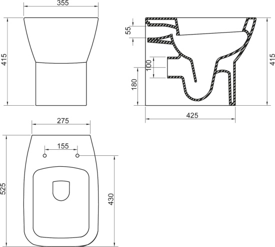 Чаша для унитаза приставного BelBagno Lago BB128CB