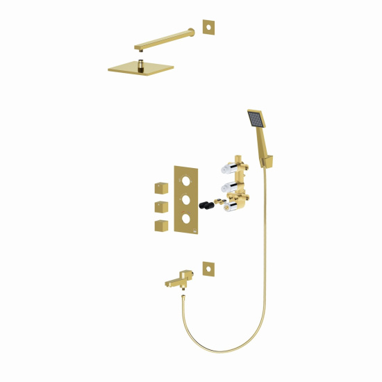 Душевая система с термостатом Timo Tetra-thermo SX-0199/17SM золото матовое встраиваемая