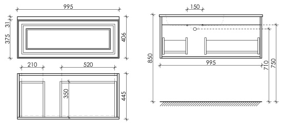Тумба с раковиной Sancos Very 100 Bianco левая, VR100LW