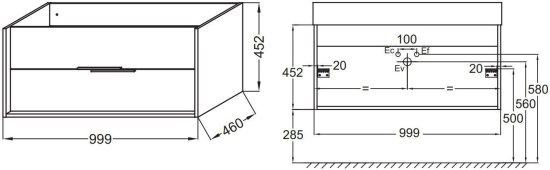 Тумба с раковиной Jacob Delafon Vivienne 100 дуб табак/белый сатин, ручки белые