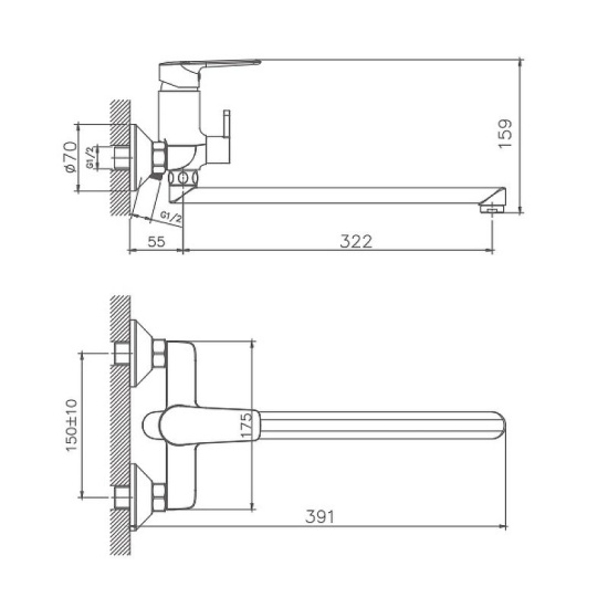 Смеситель для ванны Haiba HB22563 хром