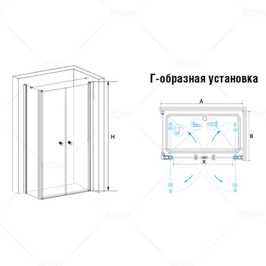 Душевой уголок RGW Passage PA-37 (875-925)х900х1850 профиль хром, стекло прозрачное