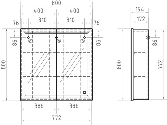 Зеркало-шкаф Vigo Geometry 80