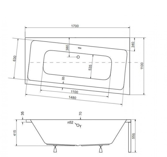 Акриловая ванна Besco Infinity 170 P