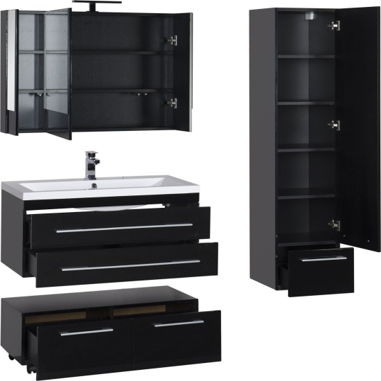 Тумба Aquanet Нота 100 подкатная черная