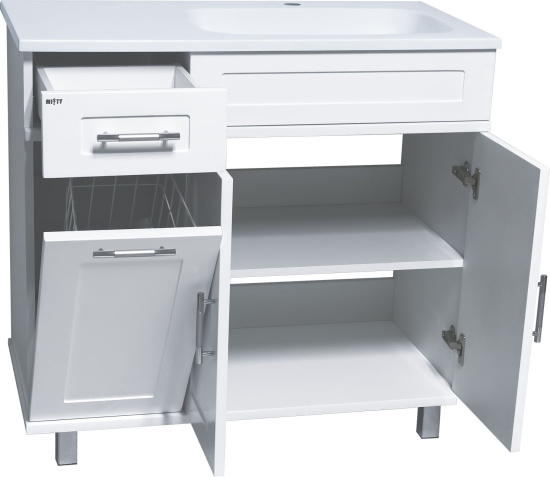 Тумба с раковиной Misty Купер 90 R с бельевой корзиной