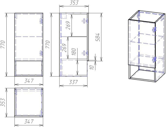 Шкаф Dreja Perfecto 35 правый, белый глянец