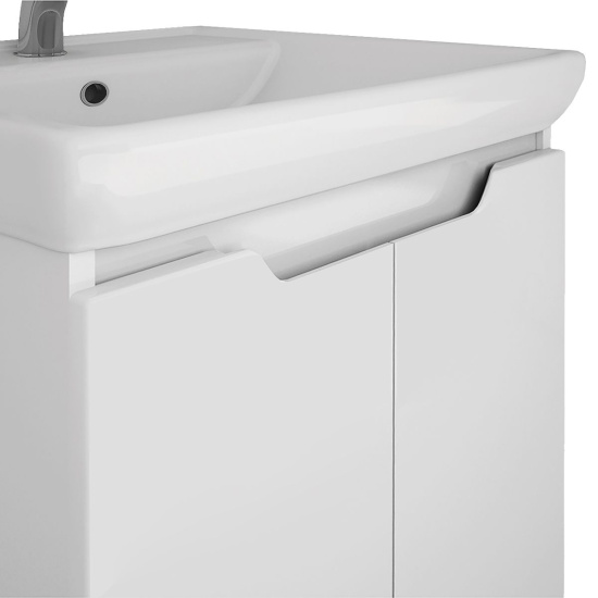 Тумба с раковиной Dreja Q Plus (D) 55 с опорами, белый глянец