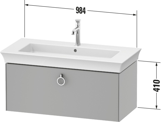 Тумба с раковиной Duravit White Tulip 105 с ручкой, шелковисто-матовый