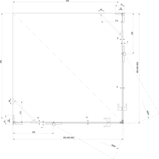 Душевой уголок Ravak Brilliant BSRV4+B SET 100 Transparent, профиль хром