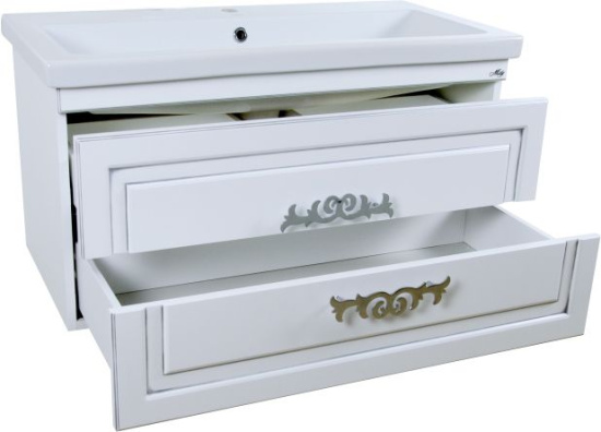 Мебель для ванной Misty Дели 70 белая, патина серебро