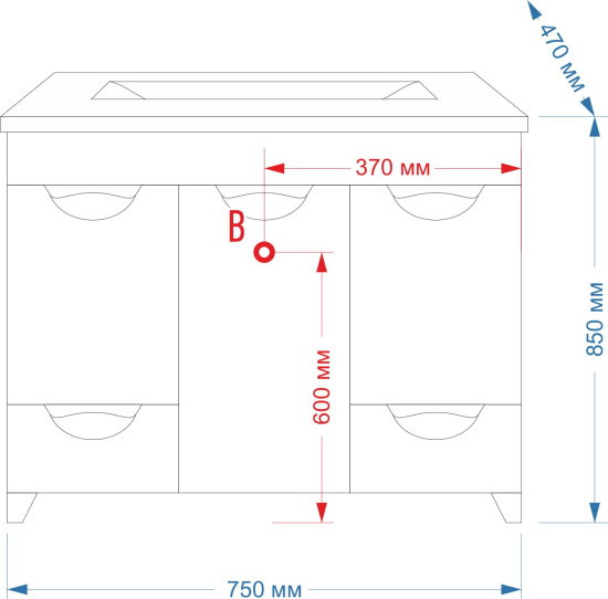 Тумба с раковиной Misty Кристи 75 белая эмаль