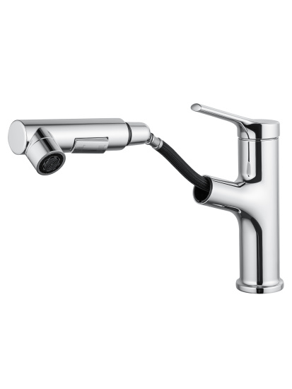 Смеситель для раковины Wonzon & Woghand WW-A40862-CR с выдвижным изливом