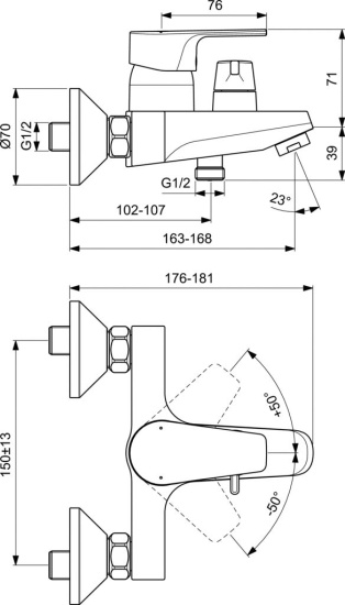 Смеситель для ванны Ideal Standard Cerafine D BC494AA