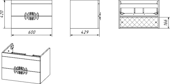 Тумба с раковиной Misty Дели 60 белая, патина серебро