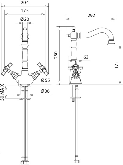 Смеситель для кухни Migliore Princeton ML.CUC-851.BR бронза