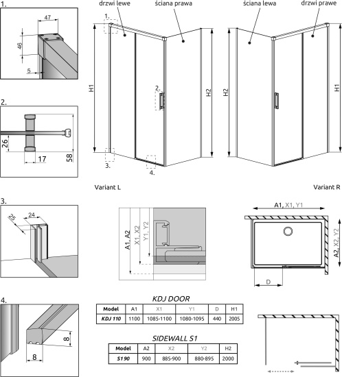 Душевой уголок Radaway Idea Black KDJ 110x90 R
