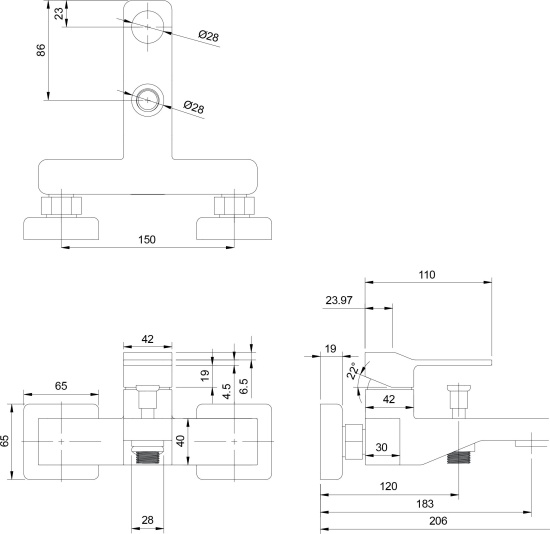 Смеситель для ванны Omnires Slide SL7730CR хром