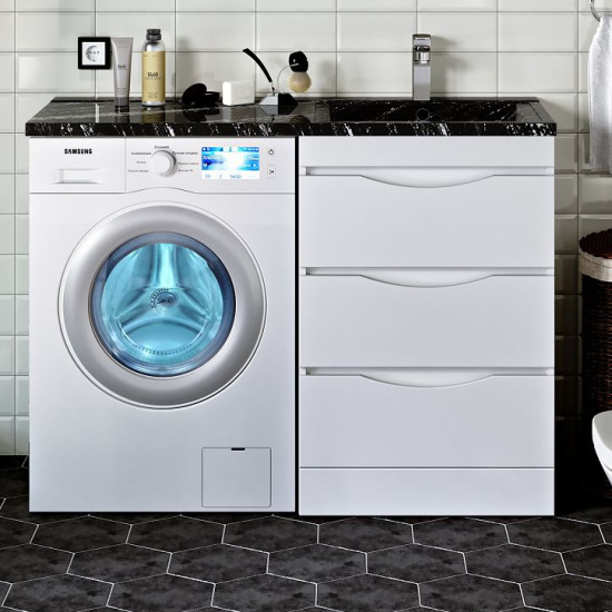 Мебель для ванной Runo Орион 60 раковина черный мрамор, под стиральную машину