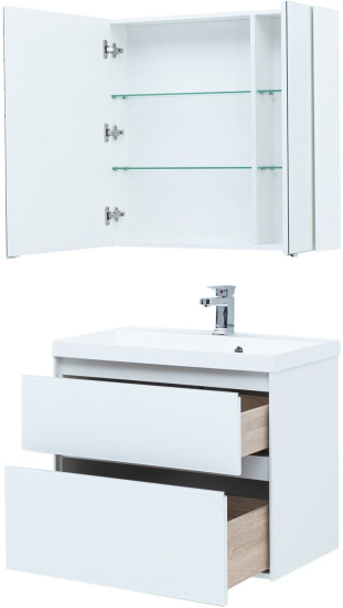 Тумба с раковиной Aquanet Гласс 80