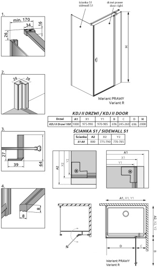 Душевой уголок Radaway Nes KDJ II 100x80 R