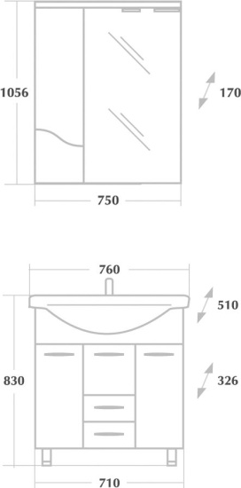 Тумба с раковиной Onika Моника 75.17