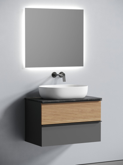 Тумба с раковиной Sancos Delta 80 дуб красный/графит, DL80GR