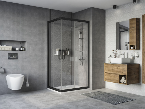 Душевой уголок Stworki Карлстад 100x80 см профиль черный матовый