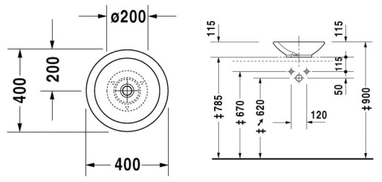 Накладная раковина Duravit Bagnella 0451400000