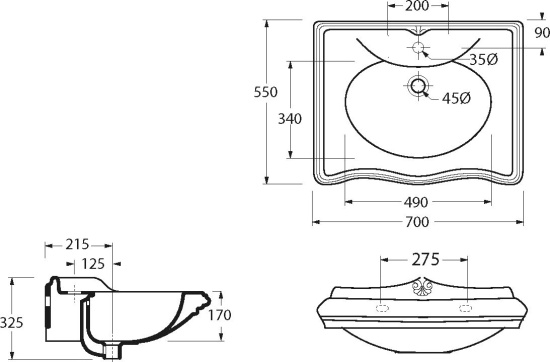 Тумба с раковиной Migliore Impero 70 с ящиками, noce