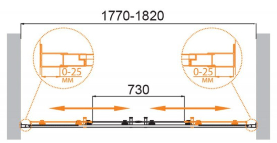 Душевая дверь в нишу Cezares Molveno-BF-2-180-P-Cr