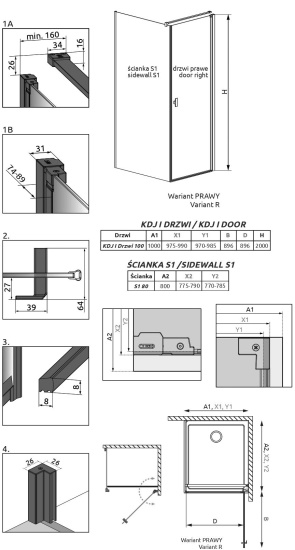 Душевой уголок Radaway Nes Black KDJ I Frame 100x80 R