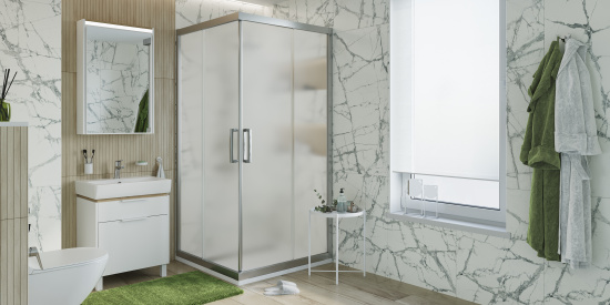 Душевой уголок Stworki Дублин 90x90 см профиль хром матовый, стекло матовое