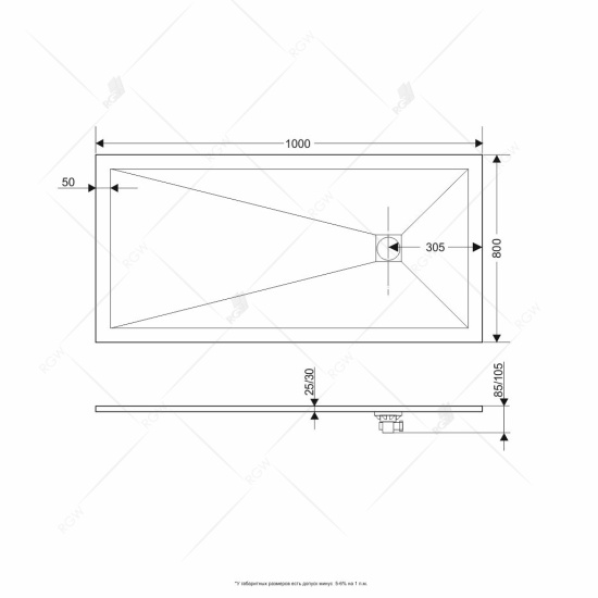 Поддон для душа RGW Stone Tray ST-0129Co 90х120, бетон