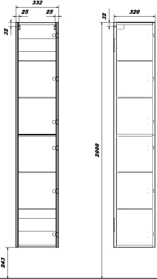Пенал Sanstar Trend бетон пайн
