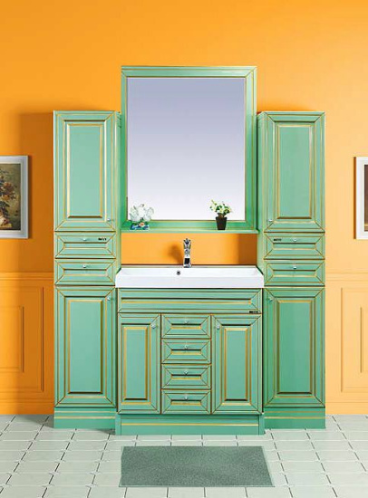 Тумба с раковиной Misty Vena 75 салатовая, патина