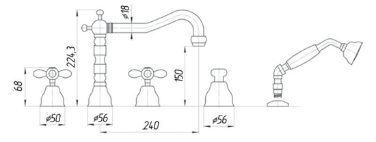 Смеситель на борт ванны Migliore Princeton Plus ML.PRP-8080 Cr