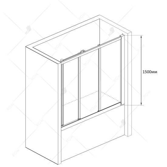 Шторка на ванну RGW Screens SC-41 1500х1500 профиль хром, стекло прозрачное