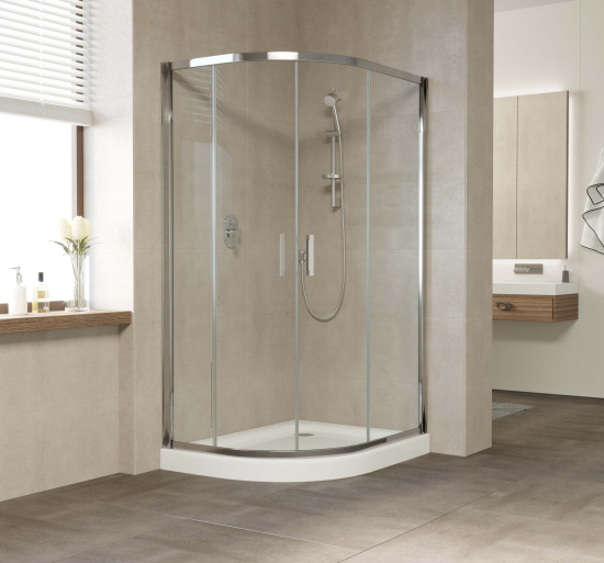 Душевой уголок Vegas Glass ZS-F 110*100 08 01 профиль глянцевый хром, стекло прозрачное