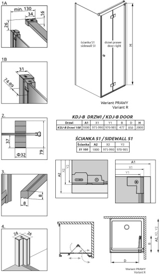 Душевой уголок Radaway Nes KDJ B 100x100 R