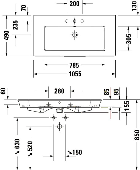 Мебель для ванной Duravit White Tulip 105 2 ящика, шелковисто-матовый