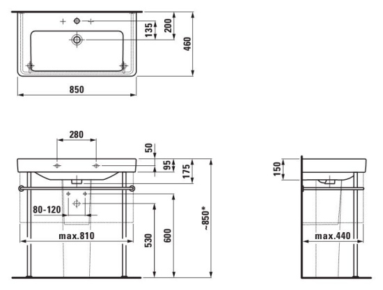 Раковина Laufen Pro S 8.1396.5.000.108.1 85 см