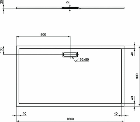 Поддон для душа Ideal Standard Ultra Flat New 160x90 прямоугольный с сифоном