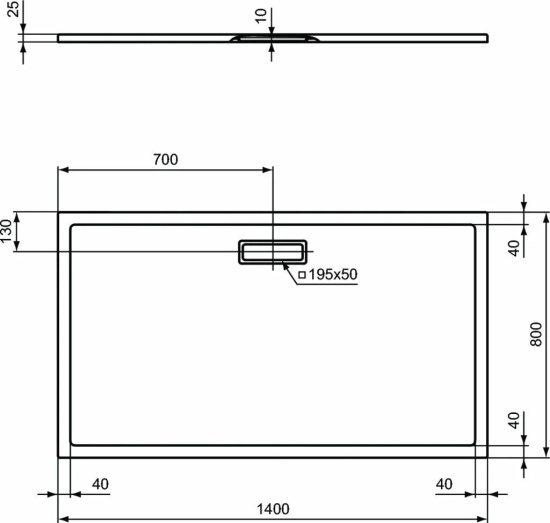 Поддон для душа Ideal Standard Ultra Flat New 140x80 прямоугольный с сифоном