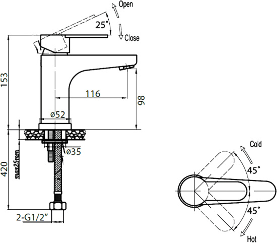 Смеситель для раковины Cezares Laconico C LS 01 W0