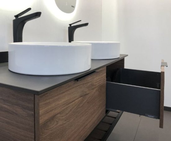 Тумба с раковиной Comforty Порто 120, подвесная, дуб тёмно-коричневый