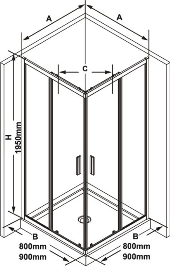 Душевой уголок Ravak BLSRV2-90 профиль хром