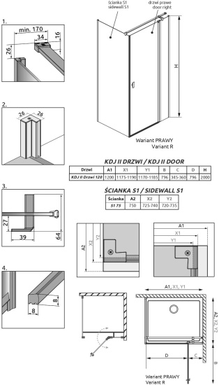 Душевой уголок Radaway Nes KDJ II 120x75 R