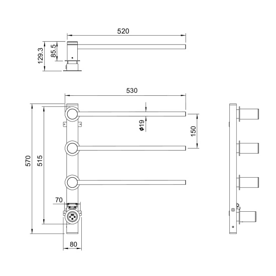 Полотенцесушитель электрический Wonzon & Woghand Hamburg WW-AL313-BR