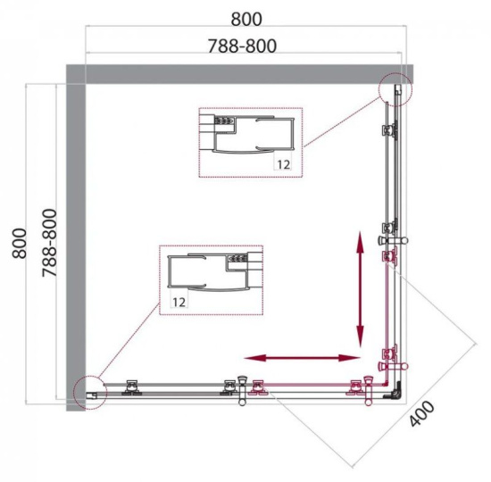 Душевой уголок BelBagno Uno-195-A-2-90-P-Cr
